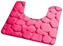 3 Piece Memory Foam Bathroom Rug Set Rock Stone Design Hot Pink
