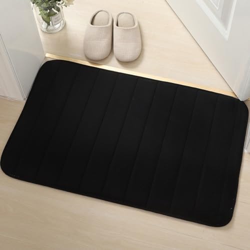 Reyox Memory Foam Bath Mat 1x16 Feet Black Non Slip
