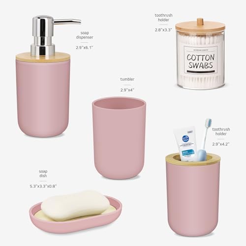 IMAVO Pink Bathroom Accessories Set 5 Piece