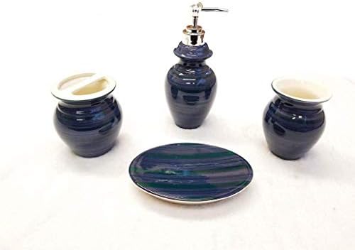 Empire Home Two-Tone 4-Piece Ceramic Bathroom Accessory Set - Purple Black