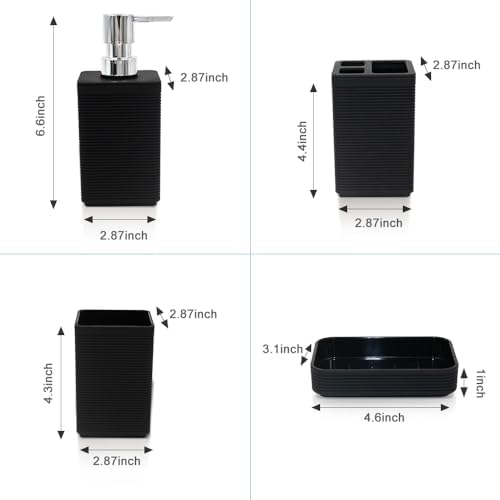 Liuonnam 4-Piece Bathroom Accessories Set Black