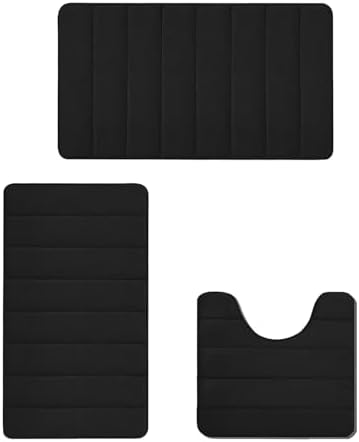 Memory Foam Bath Mat Set - 3 Piece Non Slip Water Absorbent