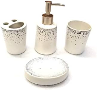 Empire Home Geometric 4-Piece Ceramic Set - Navy Dots