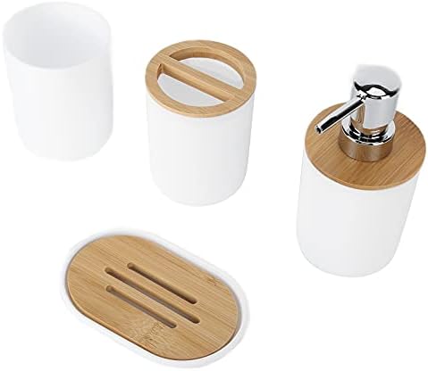 Oceanside 4Pcs Bamboo Bathroom Accessory Set White