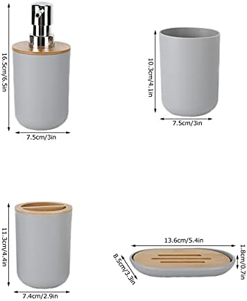 4Pcs Bamboo Bathroom Accessory Set - Waterproof and Sustainable