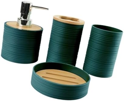 4Pcs Bathroom Accessories Set in Dark Green