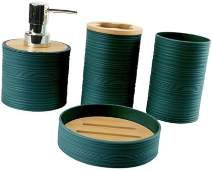 4Pcs Bathroom Accessories Set in Dark Green