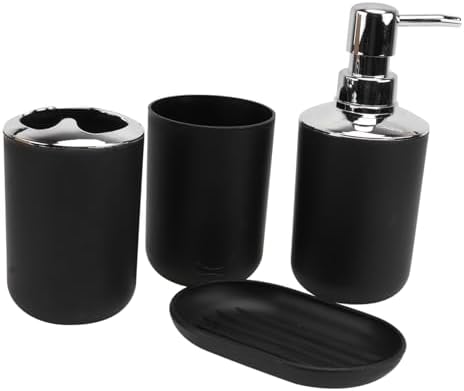 Ciieeo Modern Red Black Bath Accessory Set