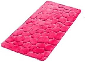 3 Piece Memory Foam Bathroom Rug Set Rock Stone Design Hot Pink