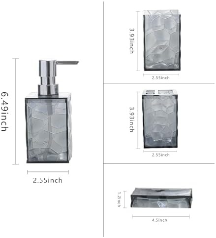 Liuonnam 4-Piece Bathroom Accessories Set Gray