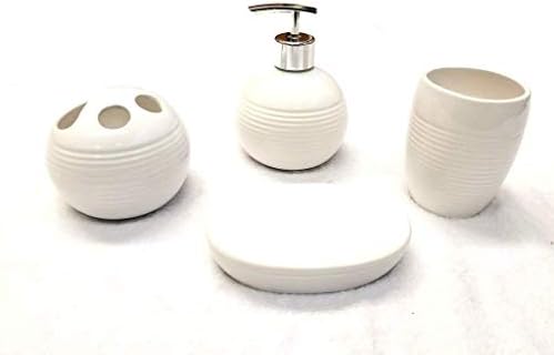 Empire Home 4-Piece Ceramic Bathroom Accessory Set White