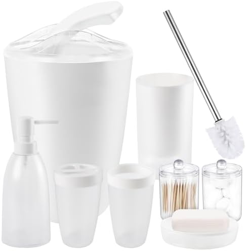 FACULX 8-Piece Bathroom Accessories Set White