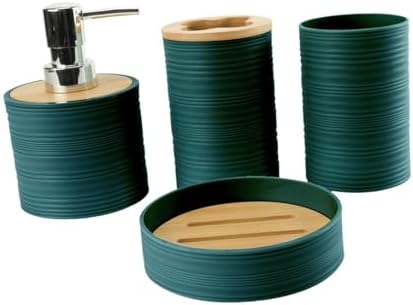 4Pcs Bathroom Accessories Set in Dark Green