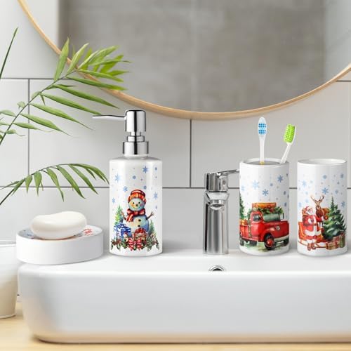 Christmas Bathroom Decor Set - 4 Piece Ceramic Accessories 1