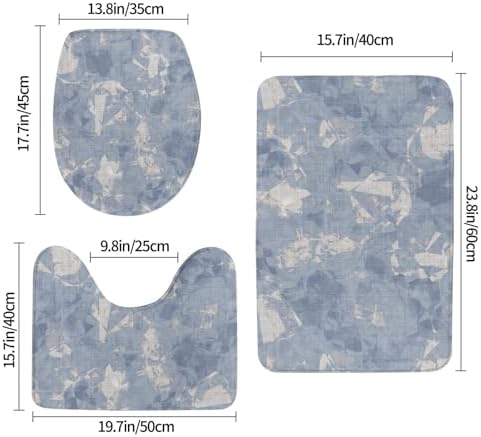 French Linen Print 3-Piece Bath Mat Set