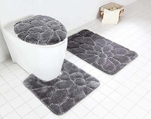 BH Home Linen 3-Piece Ultra Soft Bath Rug Set Gray