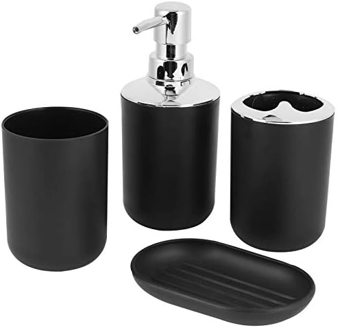 Cyrank 4Pcs Bathroom Vanity Accessory Set Black 1
