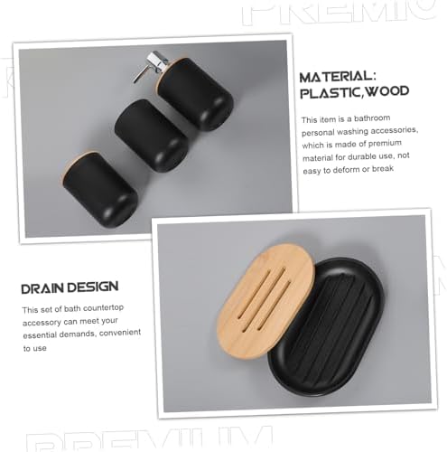 Unomor Modern Bathroom Accessory Set with Wood and Plastic Design