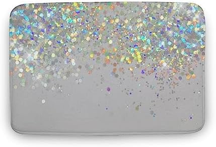 Curdesi Luxury Bath Rug Silver Gray Glitter Non Slip 20x32inch