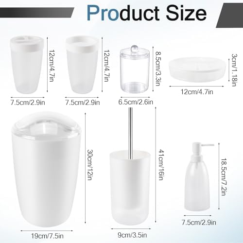 FACULX 8-Piece Bathroom Accessories Set White