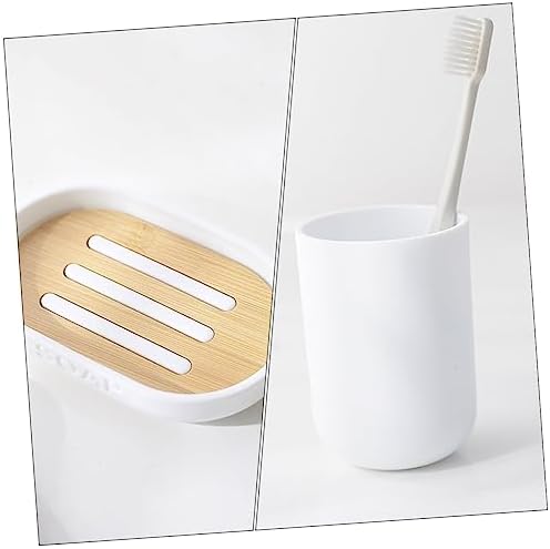 VOSAREA Bamboo Plastic Bathroom Storage Set of 4 1