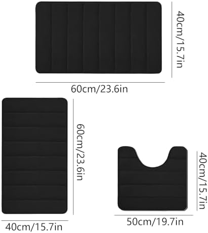 Memory Foam Bath Mat Set - 3 Piece Non Slip Water Absorbent