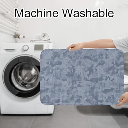 French Blue Mottled Linen 3-Piece Bath Rug Set