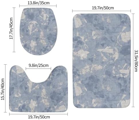 French Linen Print 3 Piece Bathroom Rug Set