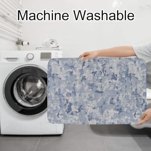 French Linen Mottled Bath Rug Set 3 Pieces Non-Slip