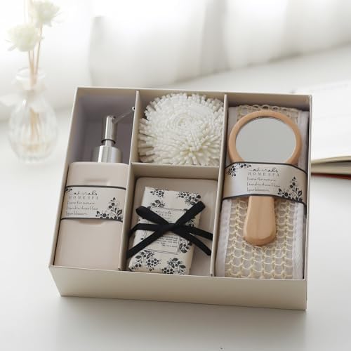 WREWING 6 Pcs White Ceramic Bathroom Shower Set