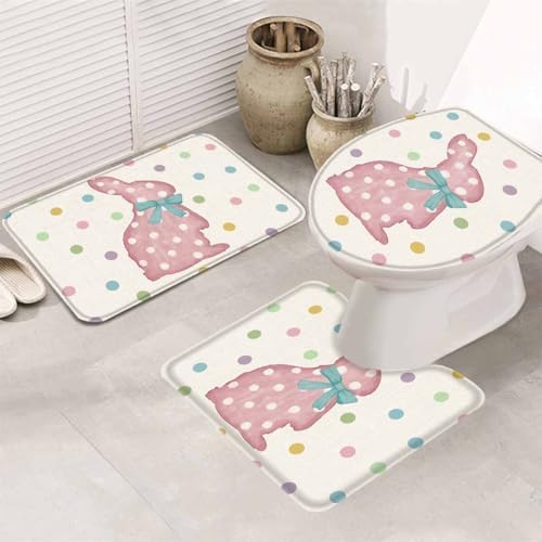 Wotrend Happy Easter 3 Piece Bath Rug Set 1