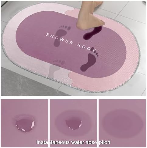 Quick Absorption Bathroom Mat with Non-Slip Rubber Backing Pink
