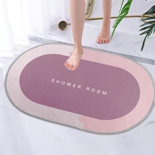 Quick Absorption Bathroom Mat with Non-Slip Rubber Backing Pink