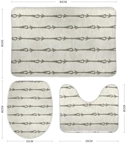 QAZPL 3 Piece Bathroom Rug Set Stripe Linen Canvas