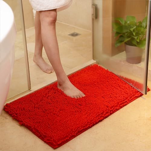 Non-Slip Black Bathroom Rug 27x18 Inch Plush