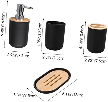 Unomor Modern Bathroom Accessory Set with Wood and Plastic Design