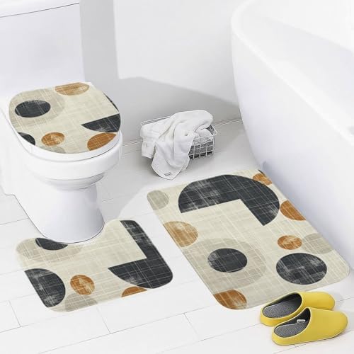 JEKYQ 3-Piece Bath Mat Set Non-Slip Bathroom Rugs