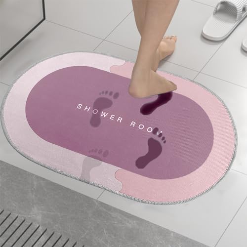 Quick Absorption Bathroom Mat with Non-Slip Rubber Backing Pink