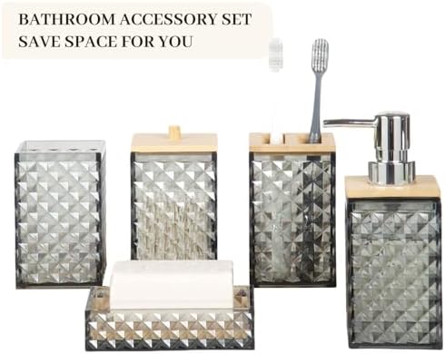 Modern Dark Grey Bathroom Accessory Set 5 Pcs