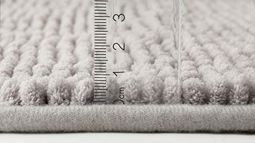 Fluffy Bath Mat with Non-Slip Bottom 21 58 inch Radius Gray