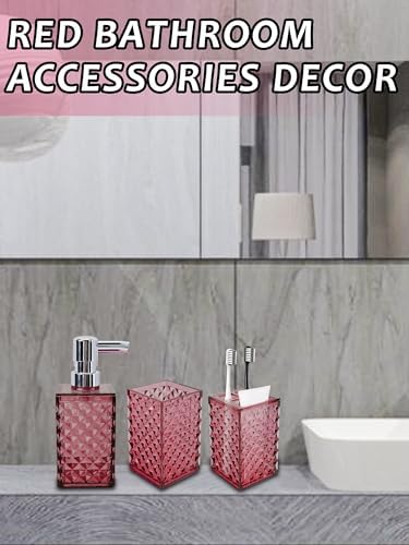 Cevly 4-Piece Bathroom Accessories Set Acrylic Fuchsia
