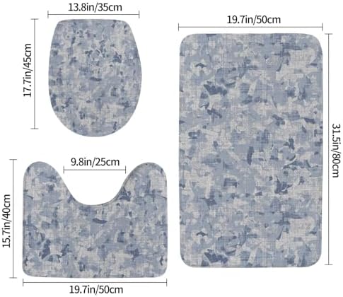 French Linen Mottled Print 3-Piece Bath Rug Set