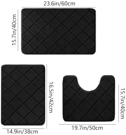 Soft Non-Slip Bath Mat Set 3 Pieces