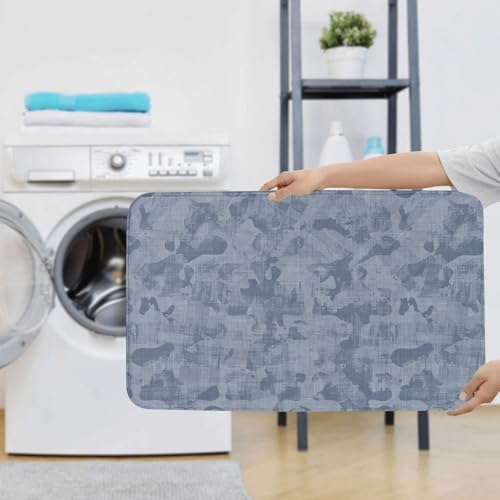 French Blue Mottled Linen 3-Piece Bathroom Rug Set