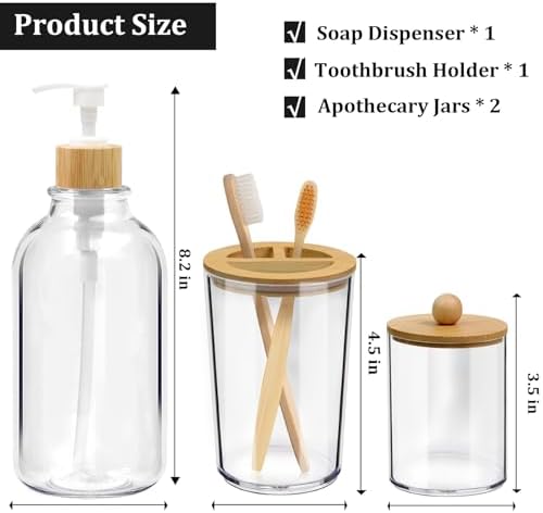 CLQ Bamboo Bathroom Accessories Set of 4 1