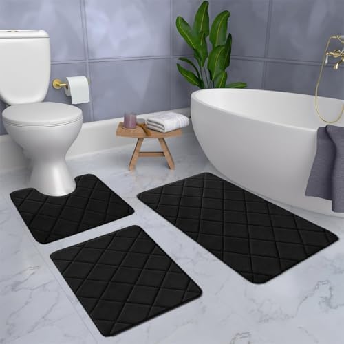 Soft Non-Slip Bath Mat Set 3 Pieces