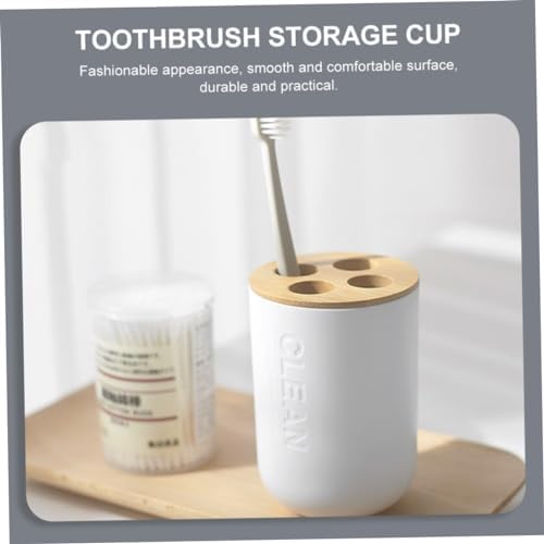 VOSAREA Bamboo Plastic Bathroom Storage Set of 4 1