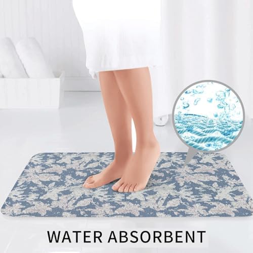 Linen Texture Leaf Bathroom Rug Set 3 Piece Non-Slip