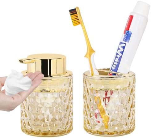 Fvstar Amber Glass Bathroom Accessories Set 2pcs 1