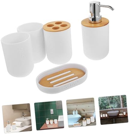 Cabilock Bathroom Cup Set 5pc Maroon